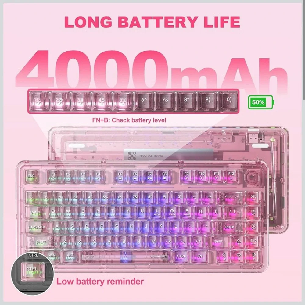 RGB Wireless Gaming Keyboard - Translucent Pink